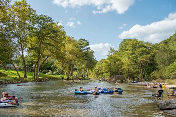People tubing on the Guadalupe River in Texas
