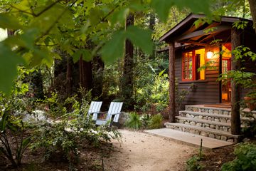 Exterior of cabin at Glen Oaks in Big Sur, California