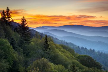 Sunrise over Great Smoky Mountains National Park 