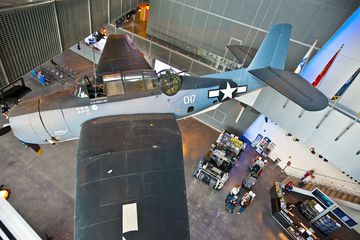 Looking down at the TBM Avenger Torpedo Bomber at the National World War II Museum, Boeing Center in New Orleans