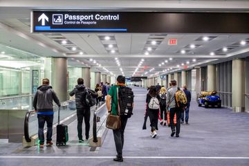 Florida, Miami International Airport, Passport Control concourse, arriving passengers