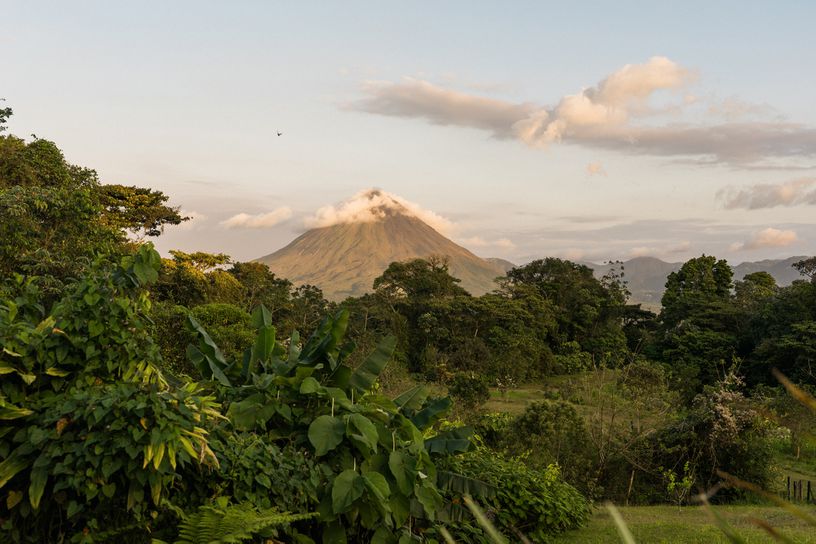 View of Arenal Volcano over the trees