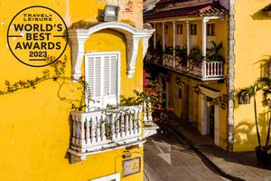 Colorful homes in the historical Center of Cartagena de Indias, Colombia
