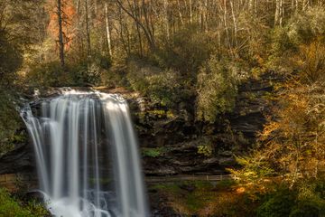 Autumn view of Dry Creek Falls, Highlands, North Carolina on US Highway 64