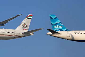 Etihad and JetBlue airplanes