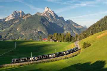 Golden Pass Express rail through Switzerland during summer