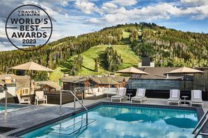 Rooftop pool at Goldener Hirsch, Auberge Resorts Collection