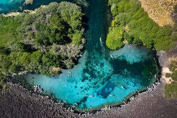 Aerial of the Blue Heart Springs in Idaho