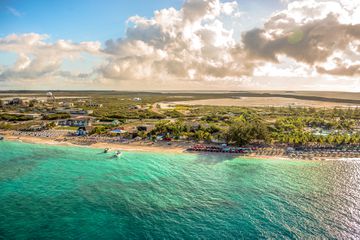 Aerial view of Grand Turk Island during sunset
