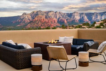 Patio and Fire Pit Seating with a view at Sky Rock Sedona