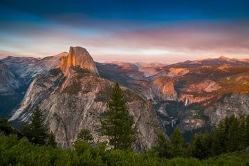 View of Yosemite National Park during sunset 