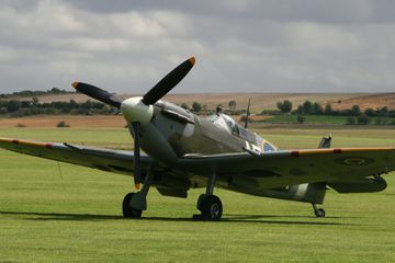 Iconic British World War II Supermarine Spitfire fighter photographed at the Imperial War Museum, Duxford.