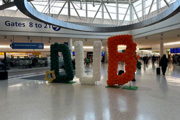 Dublin balloon sign at JFK's JetBlue terminal 