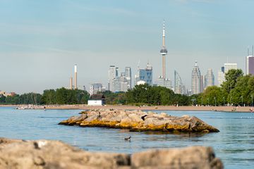 The Toronto City skyline as seen from the Beaches in East Toronto