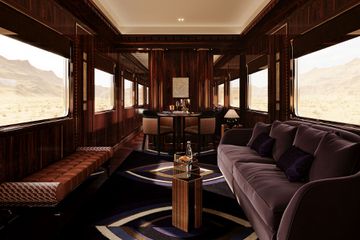 The salon in the Presidential Suite on board the Orient Express