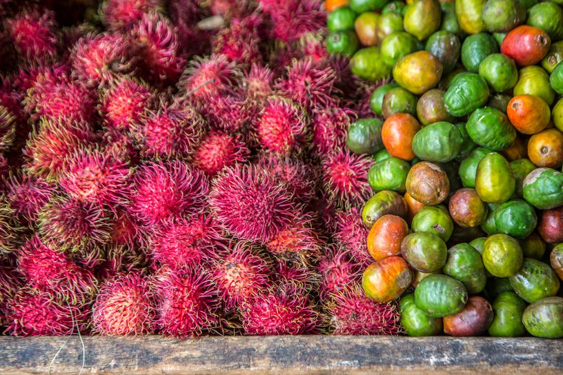 Colorful fruits at a market in Costa Rica