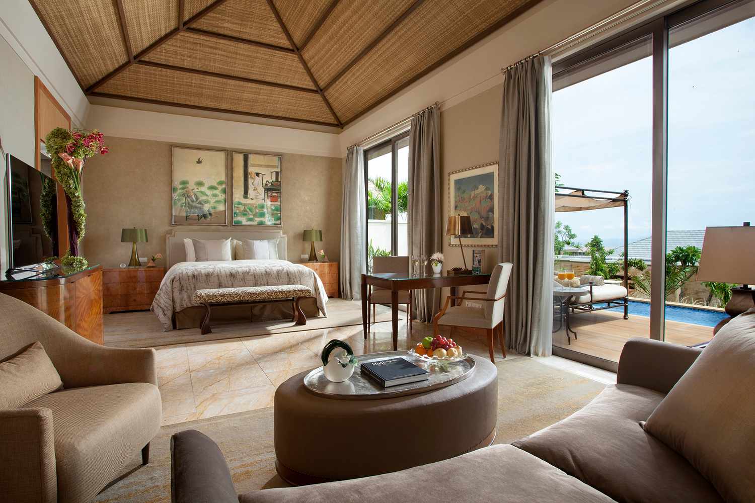 Suite bedroom with patio at The Mulia