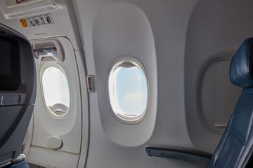 View of a plane shade that is open