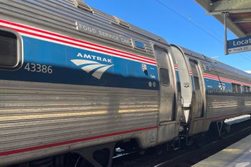 An Amtrak train in the station in Washington DC