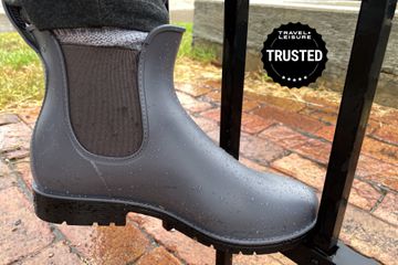 A comfortable women's boot we recommend near a brick patio