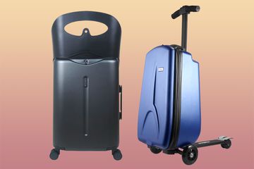 collage of ride on suitcases