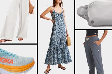 Collage of travel clothes and accessories we recommend on a white background