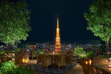Tokyo Tower as seen from the roof of The Tokyo Edition